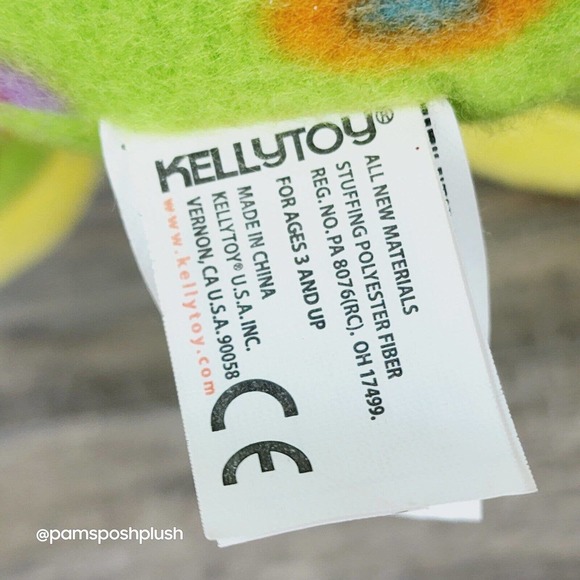 Kellytoy Hippo Hippopotamus 14" Plush Green Tye Dye Circles Stuffed Animal Green - Picture 7 of 7